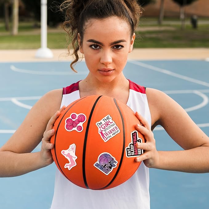 BEATRI Basketball Girl Stickers 50Pcs Women Basketball Waterproof Vinyl Decor & Party Favors for Laptop, Water Bottle, Skateboard & Travel Gear | Non-Repeating Decals, High-Definition Print