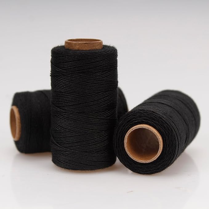 Lusecarl Polyester Thread 110 Yards Each Spool for Hair Extensions 3 Rolls Hair Weave Sewing Threads for Hand Sewing, Hair Extensions, Making Wigs DIY (3 Thread, Black)