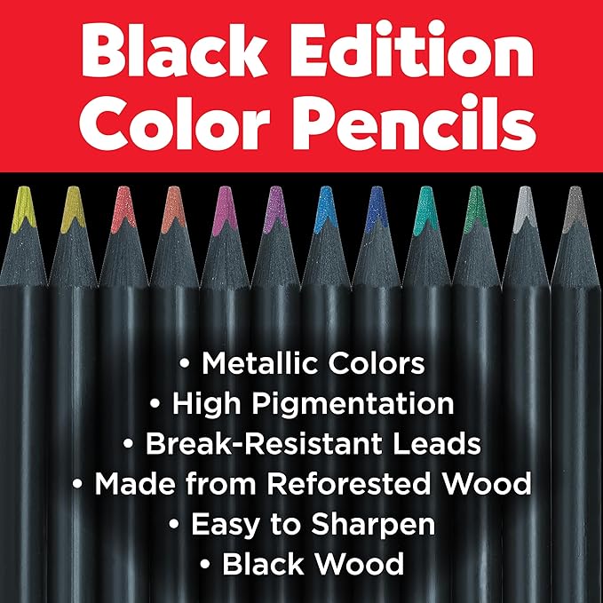 Faber-Castell Black Edition Colored Pencils, Metallic 1 Count (Pack of 12)
