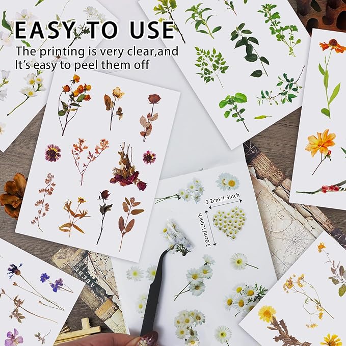 PRSTINCOL Flower Sticker Book, 40 Sheets 470pcs Floral Botanical Themed Journaling Supplies for Scrapbooking Supplies Aesthetic Junk Journal Craft DIY Craft Card Making Laptop