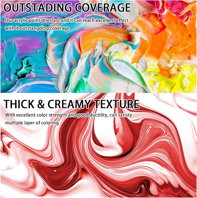 SNOWSUN Red Acrylic Paints, Large Bulk Heavy Body Acrylic Paint (1L，About a quarter of a gallon) - Non Toxic Gloss Thick Art Paint for Multi-Surface, Canvas Wood Ceramic and Leather, Stone Craft, for Artists & Beginners