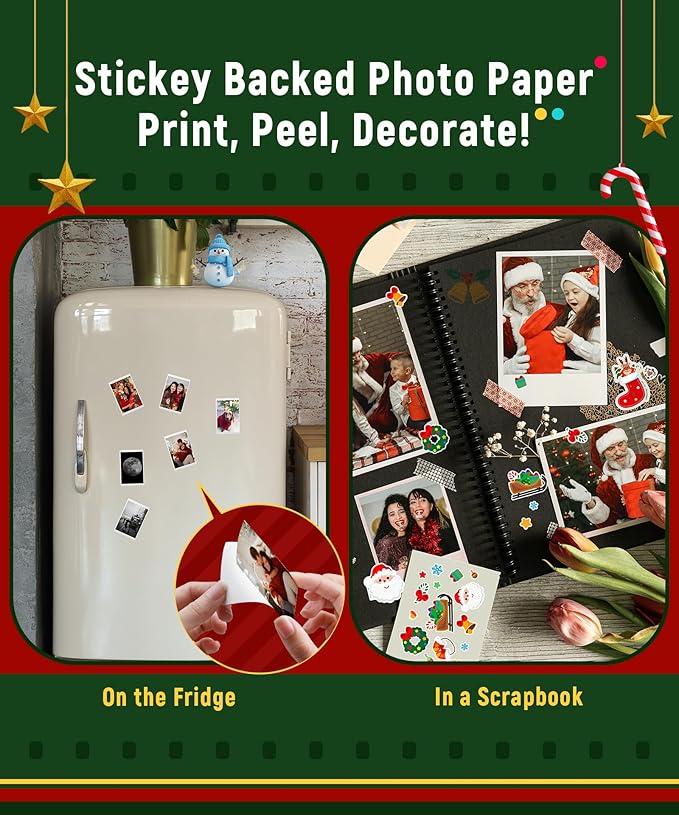 Liene 2x3” Photo Printer, Mini Picture Printer w/ 10 Zink Adhesive Paper, Bluetooth 5.0, Compatible w/iOS & Android, Portable Color Mono Instant Sticker Printer for iPhone, Smartphone, Pearl White