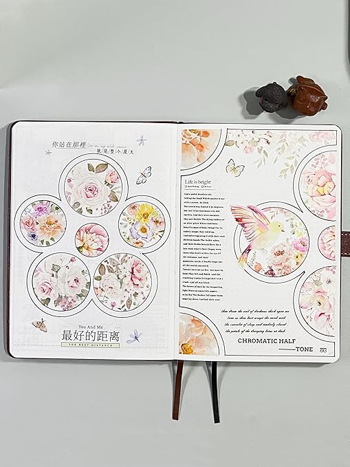 WT Pre-Cut Pink Velvet Wide PET Tape, Single Roll, Original Designs, Transparent Floral Adhesive, Durable Decorative Clear Tape for Journaling, Scrapbook, Planner, DIY Crafts, Bujo Supplies, 60mm×5m