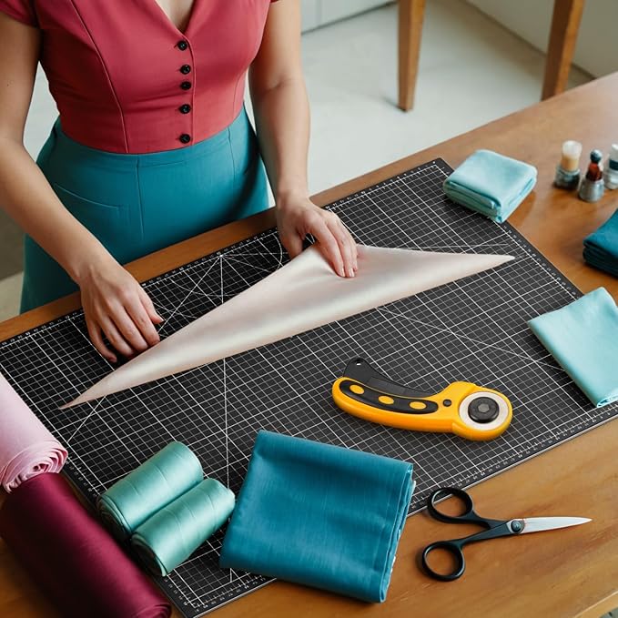 Ecraft Self Healing Cutting Mat:18" x 24" Double Sided 5-Ply Hobby Mat, A2 Rotary Cutting Sewing Mat for Crafts, Fabric,Sewing,Quilting,Scrapbooking,Projects,Grey/Black