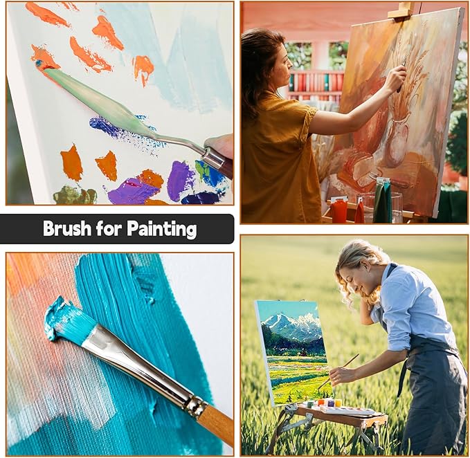 25pcs Paint Brush Set, Professional Paint Brushes with Canvas Roll and Palette Knife, Acrylic Paintbrush Kit for Artist,Watercolor,Oil,Gouache