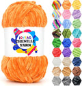 Velvet Chenille Yarn for Crocheting & Knitting - Soft, Fluffy, Thick, Bulky, Chunky Orange Velvet Yarn - 100g