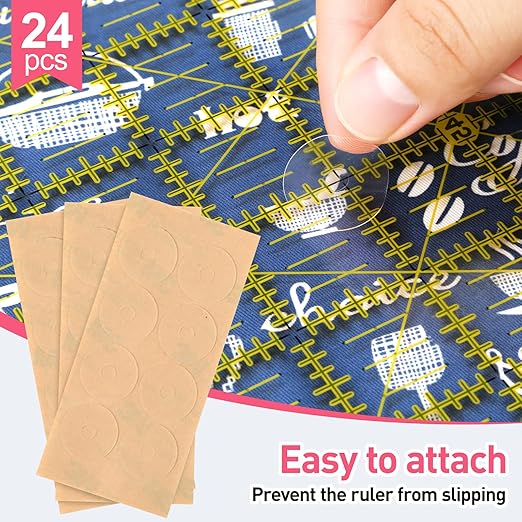 2-Pack Bird-Shaped Ruler Grippers + 24pcs Non-Slip Silicone Grip Dots | Ideal Quilting Ruler Upgrade Kit | Suction Cup Fits Most Non-Slotted Rulers/Templates