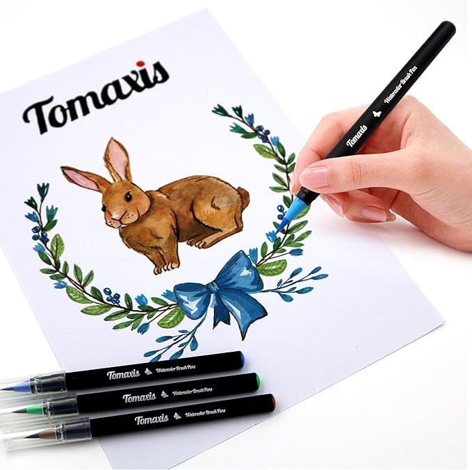 Watercolor Brush Pens Art Markers, Art Supplies 20Pcs Brush Marker Pens Colored Pens Script Paintbrush for Calligraphy with 1 Water Colouring Paintbrush Felt Tip Pen