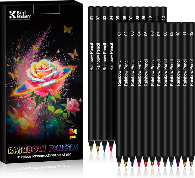 Stocking Stuffers, Art Supplies, 24 Rainbow Colored Pencils, Teen Girl Gifts Trendy Stuff, Multicolored Cool Stuff Fun Art Pencil Teen Girl Gifts Trendy Stuff for Coloring, Drawing