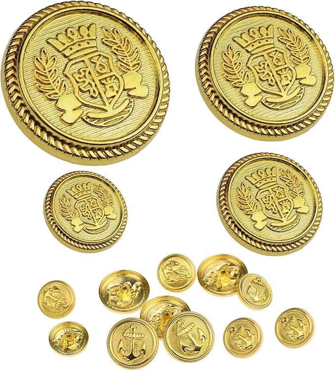 40PCS Gold Blazer Buttons for Men Replacement Buttons Suits Antique Gold Buttons for Blazer 25mm 20mm 18mm and 15mm Gold Button for Sport Coat, Uniform, Jackets Vintage Blazer Buttons Men