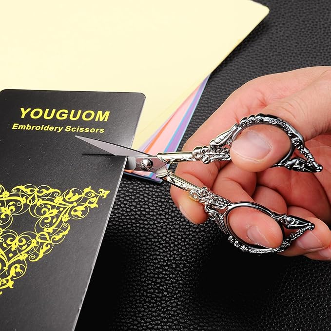 Sewing Embroidery Scissors, Small Thread Scissor for Craft Artwork Needlework Yarn Knitting Detail Snips, Black Cute Bird Shears