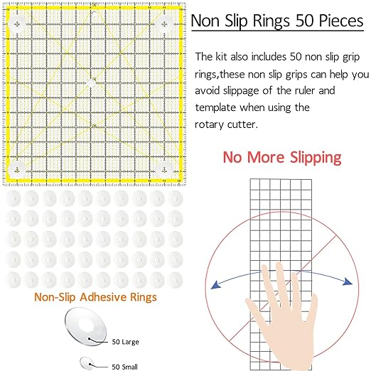 Quilting Rulers, 7 Piece Acrylic Ruler, Fabric Cutting Ruler (12.5"X12.5", 9.5"X9.5", 6"X6", 4.5"X4.5",12"x6.5",9"x3",12"x2"), Sewing & Quilting Templates