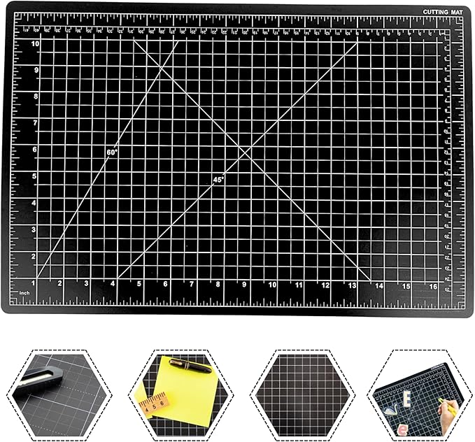 ARTIST'S BEST 12" X 18" Black Self Healing Cutting Mat | Durable PVC Construction | Gridded With SAE & Metric Units | Great Arts & Crafts, Fabric Cutting, Quilting, Sewing, Protecting Surfaces