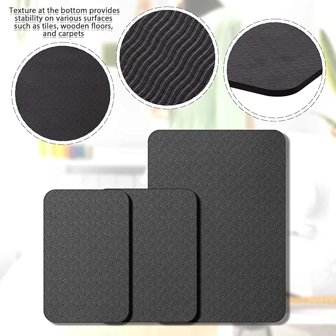 3 Pcs Sewing Machine Muffling Mat Pedal Mat Sewing Machine Pad No Slip Rubber Stay in Place Mats for Calms Vibration(Black,15 x 20 Inch,14 x 9 Inch,14 x 11 Inch)