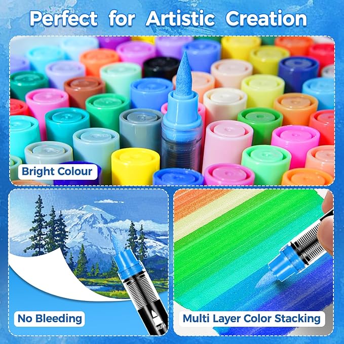 TBC The Best Crafts Acrylic Paint Markers, 108 Colors Water-Based Paint Pens for Art and Craft Projects, Multi-Surface Use on Fabric, Glass, Wood, Stone, Metal, Ceramic, Canvas, Rock