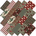 Hahafelt 10 Pcs Christmas Woodland Quilting Fabric 18 x 22 Inch Vintage Christmas Fabric Bundles Homespun Rustic Precut Reindeer Poinsettia Plaid Snowflake Fat Squares for Xmas Winter Craft Sewing DIY