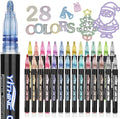 Outline Shimmer Markers, Christmas Stocking Stuffers for Tween Teen Girls Gifts Trendy Stuff, 28 Glitter Metallic Gel Pens Coloring, Arts Crafts Supplies Kits for Kids Boys Ages 4, 6, 8, 10, 12