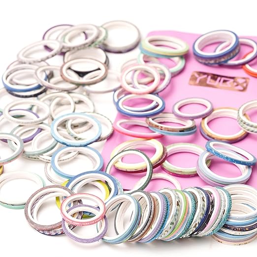 YUBX Exrta Slim Washi Tape Set Random Patterns 80 Rolls+ Bundle Printed Super Skinny Decorative Masking Tape Scrapbook Tape for DIY Craft Art Projects Journal Gift Wrapping (Patterns Printed)