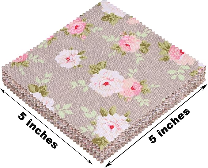 Charm Packs for Quilting 5 inch, Vintage Floral Print Cotton Quilting Fabric Squares 5x5, 42 5 inch Charm Squares, Precuts 5x5 Quilt Fabric for Quilting, Patchwork, Crafts, and Home Decor