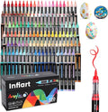 120 Colors Acrylic Paint Markers Brush Tip, Automatic Ink Control Acrylic Paint Pens Waterproof Acrylic Markers Set for Christmas Decorations, Stone, Wood, Glass, DIY & Art Supplies