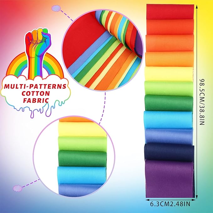 Tegeme 40 Pcs Rainbow Jelly Fabric for Quilting, Japanese Roll up Cotton Strips Solid Colors Patchwork Roll, 2.55 Inch Patchwork Fabric Bundle for Sewing DIY Crafts (Sand Beach Style)