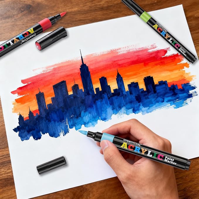 120 Colors Acrylic Markers Set,Brush Tip Acrylic Paint Pens for Painting on Rocks, Canvas, Ceramic, Wood, Glass - Perfect for Artists and Adults - DIY Crafts, Holiday Decorations & Art Supplies