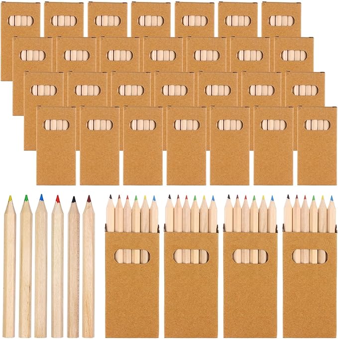 100Packs/600Pcs Colored Pencils Bulk Mini Drawing Pencils Set for Kids, 3.5inch Short Fat Color Pencils for Adult Coloring Books, Classroom School Drawing Birthday Wedding Party Favors (600)