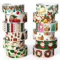 12 Rolls Christmas Washi Tape Set, Vintage Cartoon Xmas Decorative Tape Santa Holiday Retro Masking Tape for Journaling Supplies, Junk Journal, Scrapbooking, DIY Arts & Crafts, Gift Wrapping