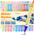WePaint Glitter Markers Dual Tip, 24 Shimmer Markers 48 Glitter Colors Metallic Marker with Brush Tips, Water-based Ink for Kids Adults DIY Crafts, Card Making, Scrapbooking, School Supplies for Kids