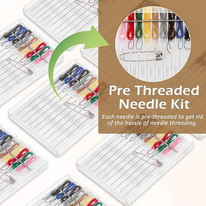 36 Boxes Mini Sewing Kit Bulk Easy Pre Threaded Needle Kit Travel Sewing Threaded Needle Holder Small Home Travel Box with Pin Button, Assorted Colors ﻿