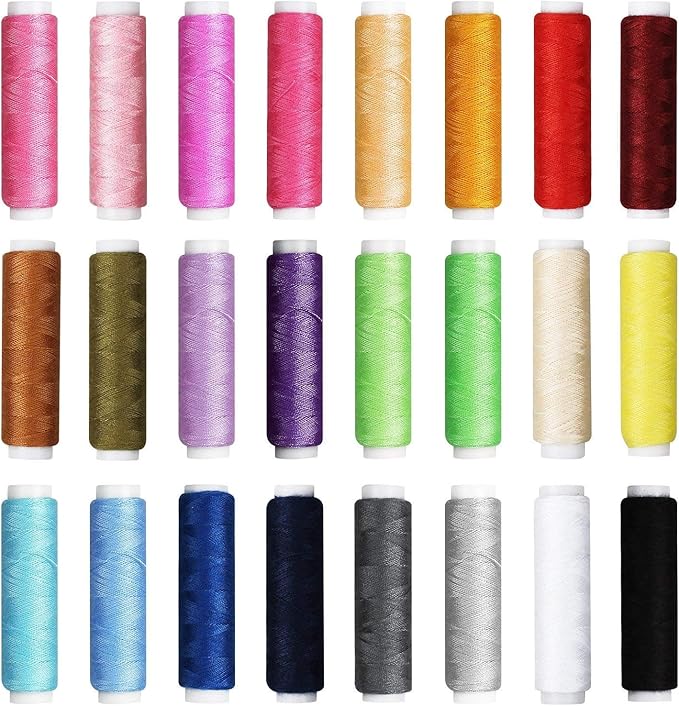 JUNING Sewing Kit with Case, 130 pcs Sewing Supplies for Home Travel and Emergency, Machine, Contains 24 Spools of Thread, Mending and Sewing Needles, Scissors, Thimble,Measuring Tape