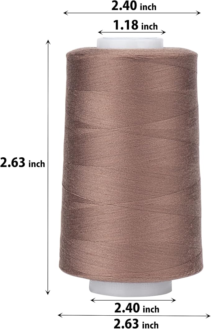 Simthread All Purpose Sewing Thread from 100% Spun Polyester for Serger, Overlock, Merrow, Quilting Sewing 4 Big Cones of 5000M (5500 Yards) Each - 40S/2 Suede