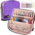 MYBAGZING Crochet Hook Case with 14 Size Crochet Hooks Set 2mm(B)-10mm(N) Ergonomic Crochet Hooks with Crochet Case Stand Up - Crochet Hook Organize for Crochet Lovers, Crochet Kit for Beginners