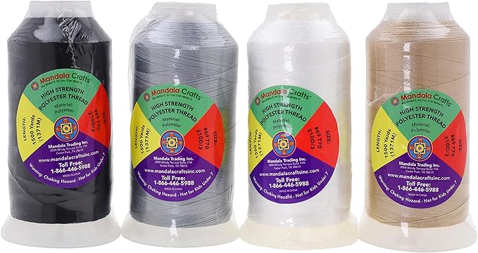 Mandala Crafts Neutral Heavy Duty Thread - 6000 Yds Tex 70 Bonded Polyester Thread for Sewing Drapery Jeans Leather Hair Outdoor Marine Upholstery