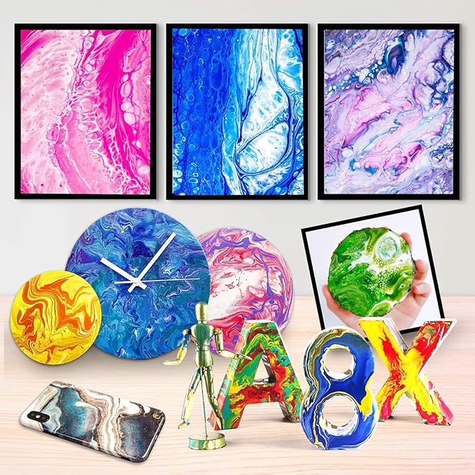 Shuttle Art Acrylic Pouring Paint, Set of 36 Bottles (2 oz/60ml) Pre-Mixed High-Flow Pouring Supplies with Canvas, Silicone Oil, Measuring Cups, Tablecloths, Complete Paint Pouring Kit