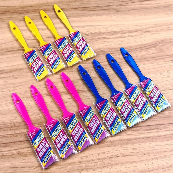 Angle sash Paint Brushes 1 Inch 12 Piece, Trim Paint Brush for Painting Acrylic Oil Crafts DIY, Walls,Touch Up,Trim Painting Supplies，Small Brushes