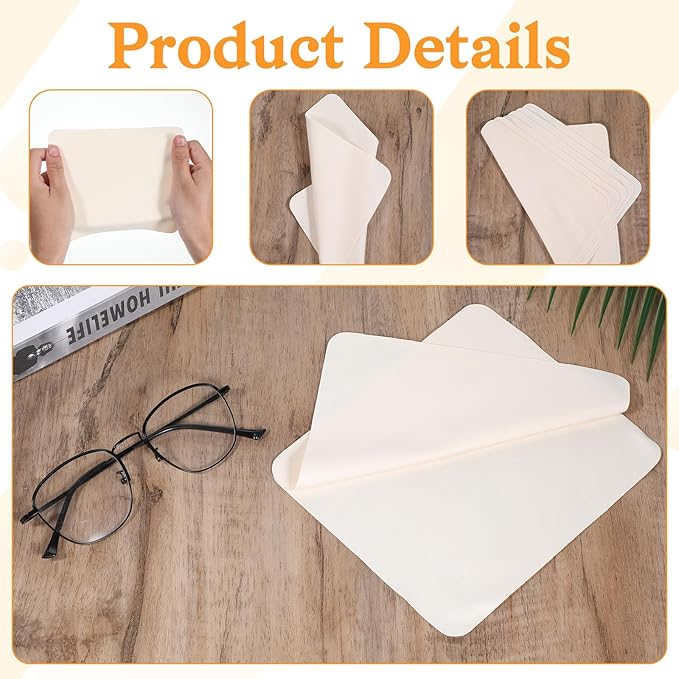 Thinp 15 Pieces Pre Cut Chamois Cloth, Ceramics Trimming Tools Artist Chamois Leather Soft Shammy Cloth for Pot Rim Smoothing Pottery Drawing, 5.5 X 6.69 Inch (Beige)