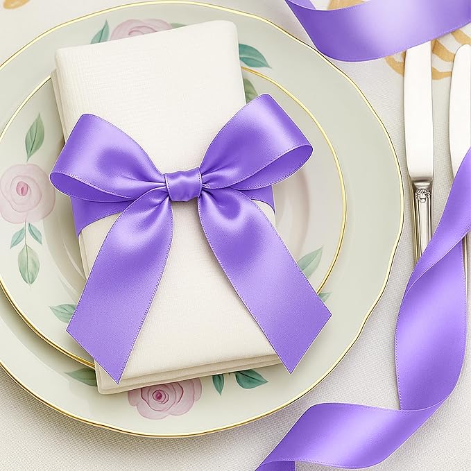 Fullive 1 1/2 Inch Violet Satin Ribbon, 30 Yards Ribbons for Crafts, Polyester Ribbon for Gift Wrapping for Birthday Graduate Valentines Day Decorations DIY Bows Wrapping Bouquet Floral Arrangements
