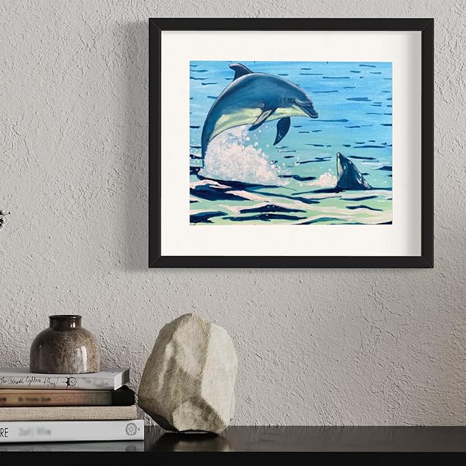 DIY Art Painting Kit for Adults – Learn to Paint Dolphins with Video Tutorials – 9 Pieces Acrylic Paint Set for Adults –Perfect Christmas Crafts & Holiday Gifts for Art Lovers