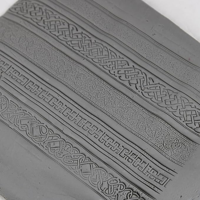 Celtic Manuscript Clay Texture Roller (4") - Seamless Border Set #01 - Embossing Pattern Roller for Polymer & Ceramic Clay, Pottery & Crafts