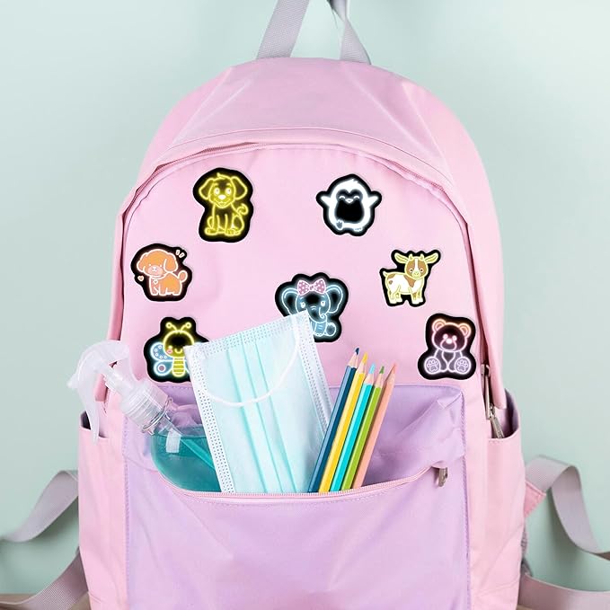 70 Pcs Cartoon Animal Water Bottle Stickers for Kids, Cute Neon Vinyl Laptop Decals, Teens Girls Boys Adults Phone Case Skateboard Luggage Decor