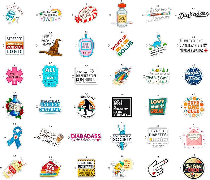 100Pcs Diabetes Stickers for Water Bottle - Diabetic Stickers and Decals - Diabetes Gifts for Diabetics - Gift for Women & Men