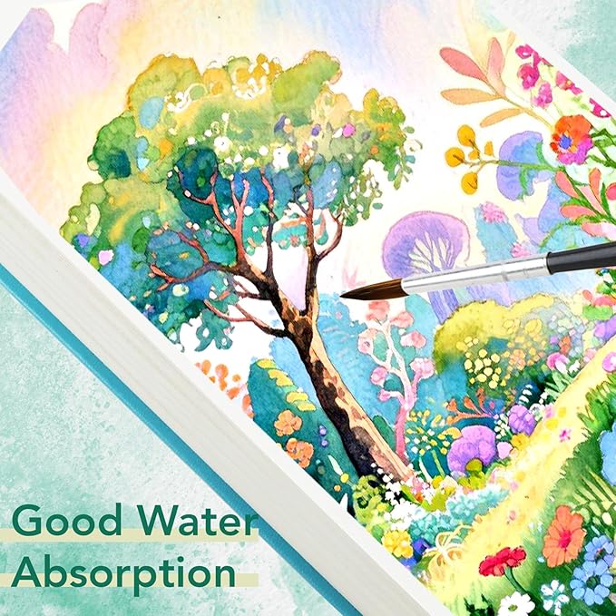 Joibabe 8” x 5” Watercolor Book,72 Pages Watercolor Pad,Cold Press,Acid-Free,(200gsm) 36 Sheets with Hardcover Watercolor Journal for Watercolors, Gouache, Acrylics and Mixed Midea（Blue）