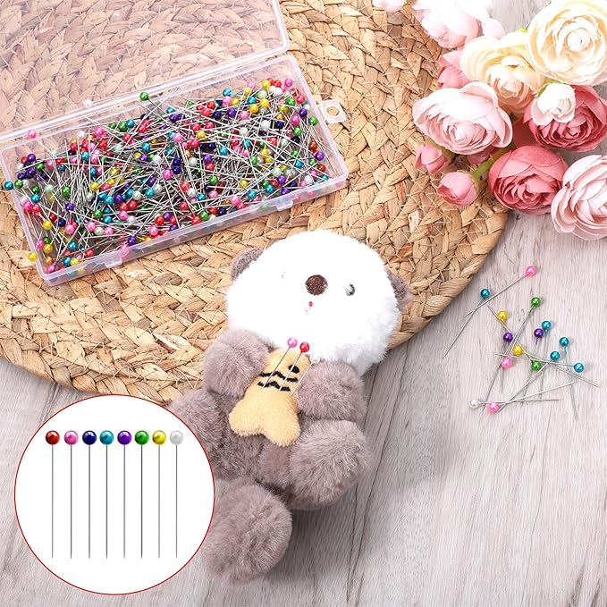 Straight Pins Sewing, 500 Pcs 1.5 Inch Metal Straight Pin with Colored Heads Ball Head Sewing Pins for Fabric Quilting Supplies for Dressmaker DIY Sew Craft Project Jewelry Decoration (Colorful)
