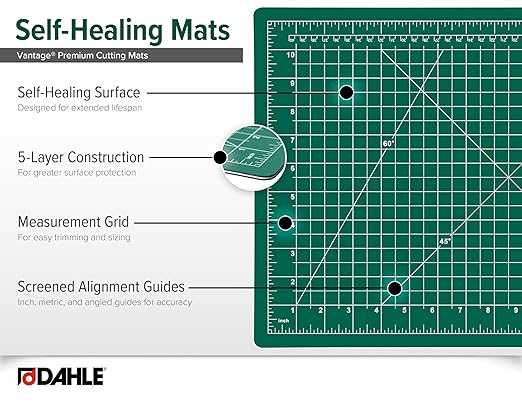 Dahle Vantage 10474 Premium Self-Healing Cutting Mat, 36"x48", 1/2" Grid, 5 Layers for Max Healing, Perfect for Crafts & Sewing, Green