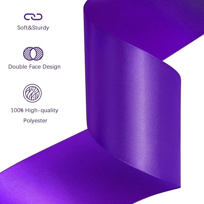 Purple Satin Ribbon 3 inch X 15 Yards Polyester Ribbon for Gift Wrapping Very Suitable for Weddings Party Hair Bow Invitation Decorations and More