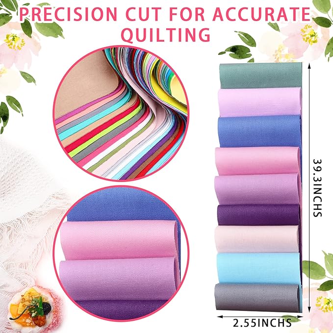 Tegeme 40 Pcs Solid Color Jelly Fabric for Quilting, Cotton Patchwork Roll, 2.55 Inch Cotton Quilting Fabric Bundle for Quilting and DIY Sewing(Solid Style)