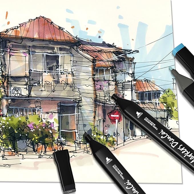 wyewye Alcohol Markers, 168 Colors Dual Tip Permanent Art Marker Set for Artists, Coloring Painting Supplies Sketch Drawing Pens for Adults, Holiday Present for Students (Black)