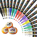 JR.WHITE Acrylic Paint Pens Paint Markers Set of 18: Fine Point for Rock Painting Glass Wood Ceramic Fabric Metal Canvas Easter Eggs Pumpkin Kit, Drawing Art Crafts for Adults Scrapbooking Supplies