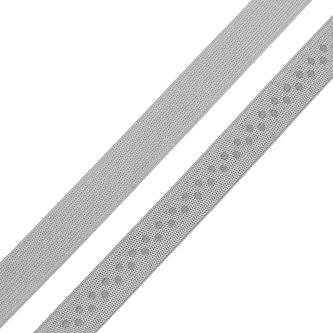 Mandala Crafts 0.5 Inch Elastic Silicone Gripper Tape for Clothing - 10 Yds Dotted Non Slip Elastic Band for Sewing - Gray Silicone Flat Fabric Stretchy Ribbon Straps